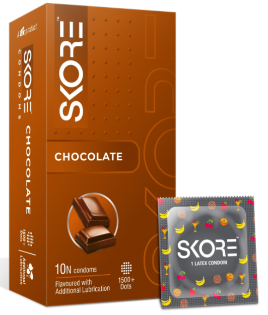 Skore Chocolate Dotted Box Of 10 Condoms