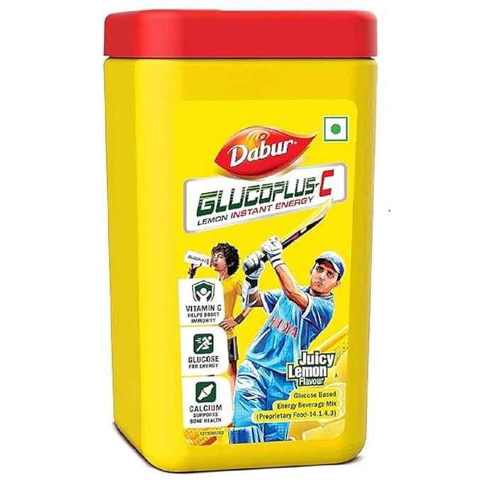 Dabur GlucoPlus-C Instant Energy Glucose Juicy & Tasty (Lemon Powder) - 400g Jar Energy Drink  (400 g, Lemon Flavored)