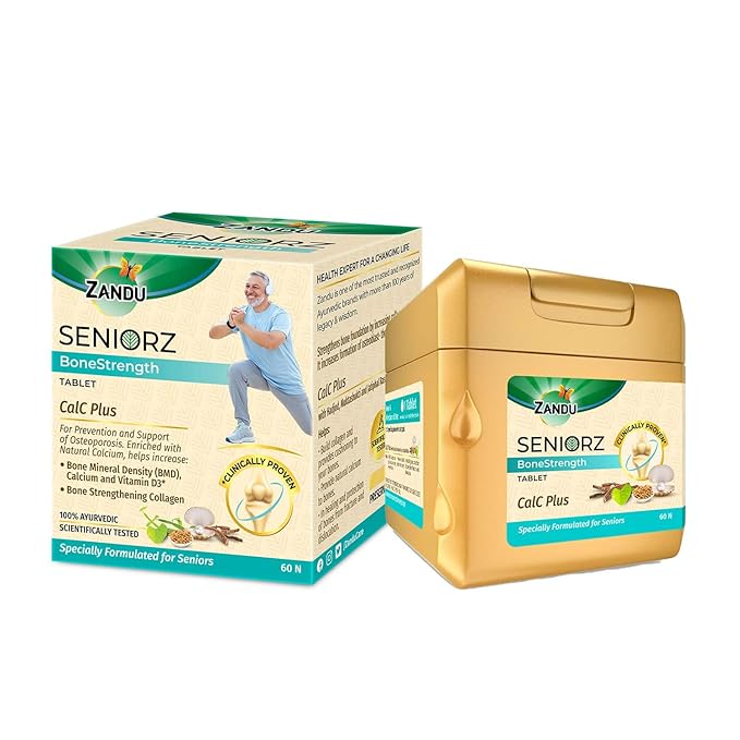 ZANDU Seniorz BoneStrength Tablet for Adults, Rich in Natural Calcium, Vitamin D3  (60 Tablets)
